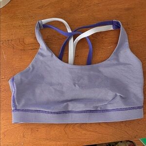 Lululemon Size 8 Striped Purple and White Sports Bra